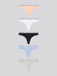 5 PK Cotton Thong Pearl Grey Marl