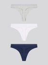 3 PK Geo Mesh Panel Cotton Thong Peacoat